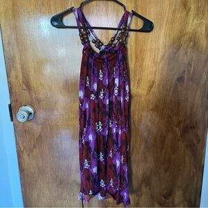 Purple and Red Midi Dress